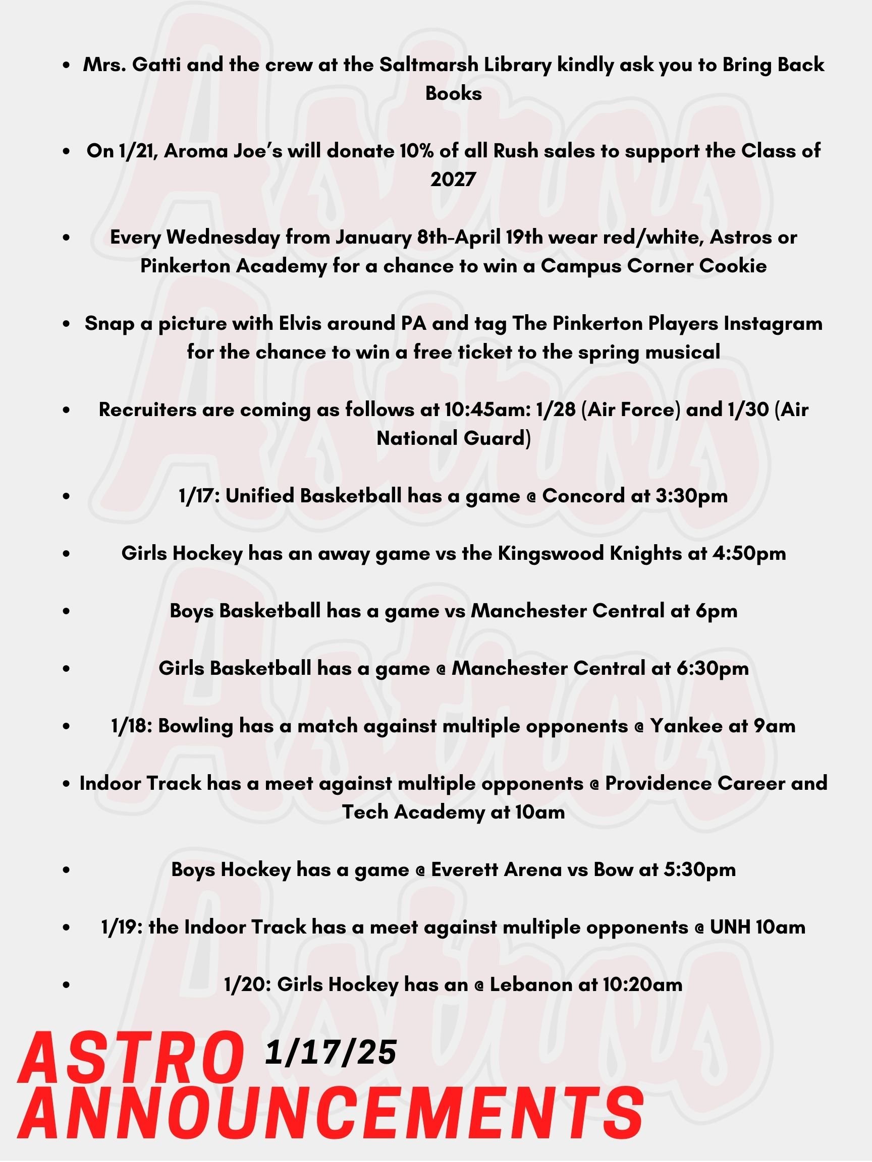 Astro Announcements 1/17/25